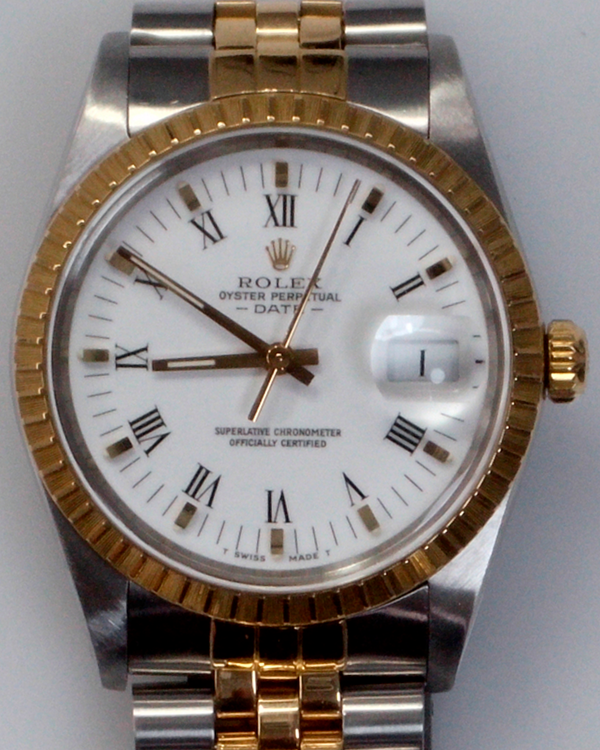 Rolex Oyster Perpetual Date 34MM White Dial Two-Tone Jubilee Bracelet (15053)