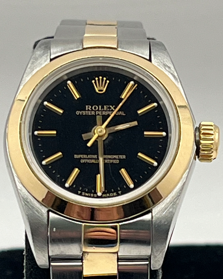 1997 Rolex Oyster Perpetual 24MM Black Dial Two-Tone Oyster Bracelet (67183)
