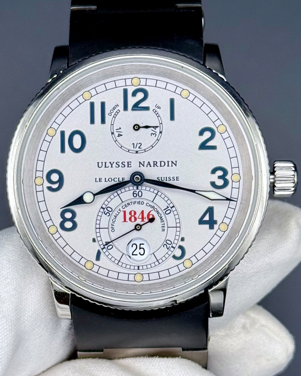 Ulysse Nardin Marine Chronometer 38MM Silver Dial Rubber Strap (263-22)