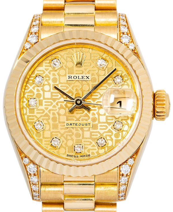 1999 Rolex Lady-Datejust 26MM Champagne "Jubilee" Dial Yellow Gold President Bracelet (79238)