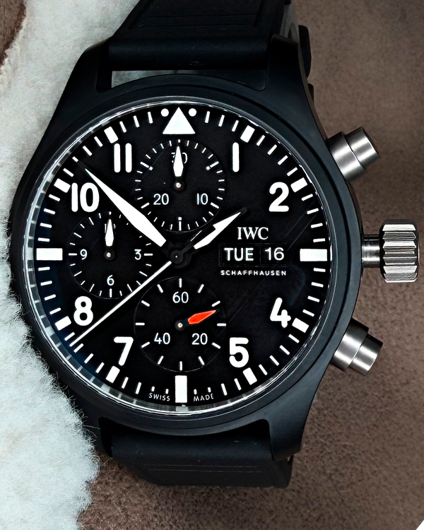 2023 IWC Schaffhausen Pilot Chronograph Top Gun 41.9MM Black Dial Rubber Strap (IW389401)