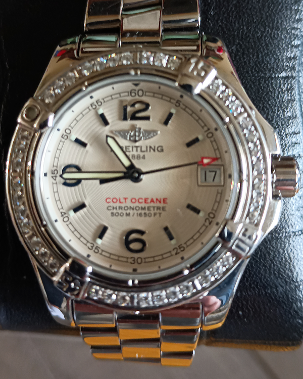 2005 Breitling Colt Oceane II 33.2MM Quartz White Dial Steel Bracelet (A7738053/G600)