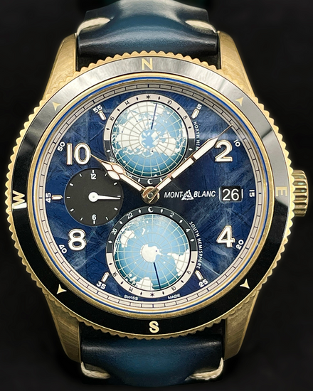 Montblanc 1858 Geosphere 0 Oxygen L.E. 42MM Blue Dial Leather Strap (129415)