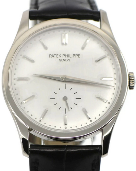Patek Philippe Calatrava 37MM Silver Dial Leather Strap (5196G-001)