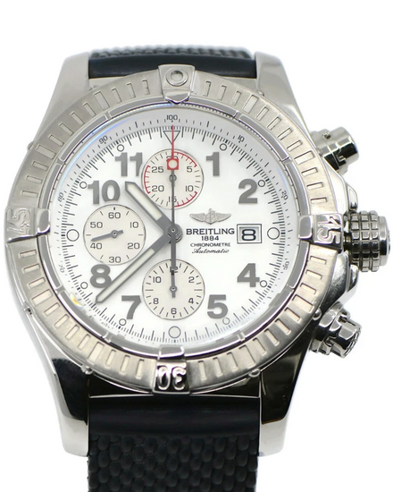 Breitling Super Avenger 48MM White Dial Rubber Strap (A13370)
