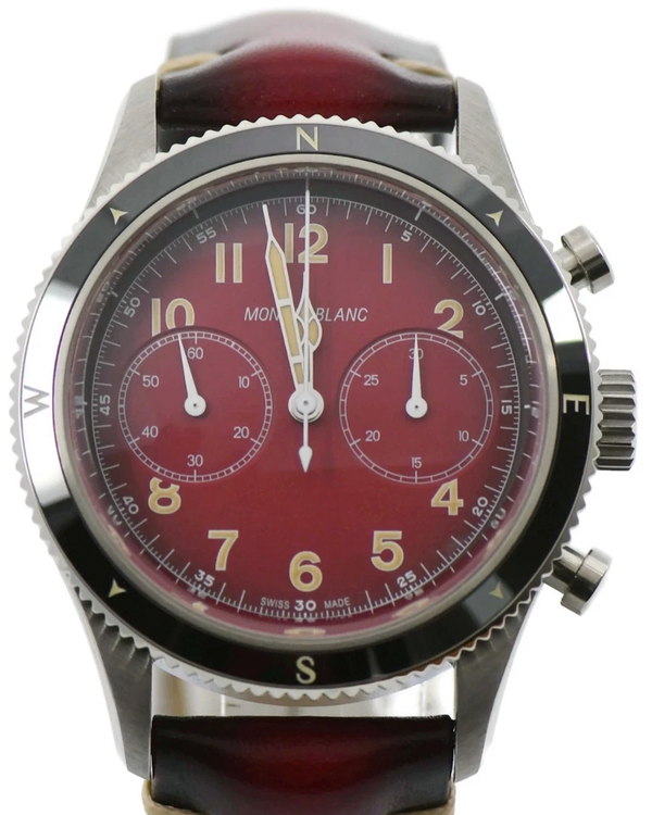 Montblanc 1858 Chronograph "Kawa Karpo" L.E. 42MM Red Dial Leather Strap (126914)