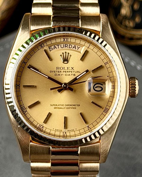 Rolex Day-Date 36MM Champagne Dial Yellow Gold President Bracelet (18038)