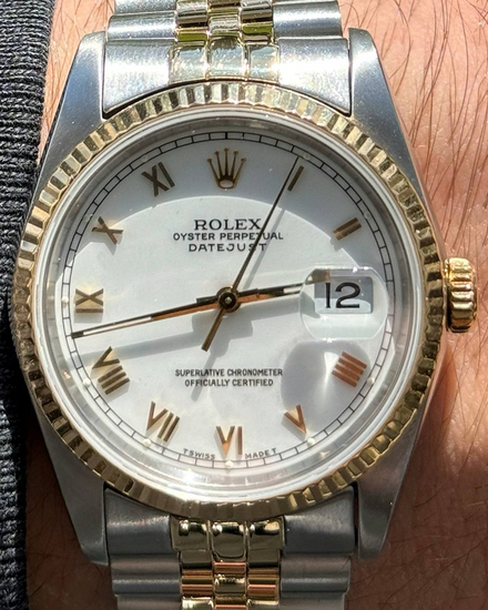 1989 (L Serial) Rolex Datejust 36MM White Dial Two-Tone Jubilee Bracelet (16233)