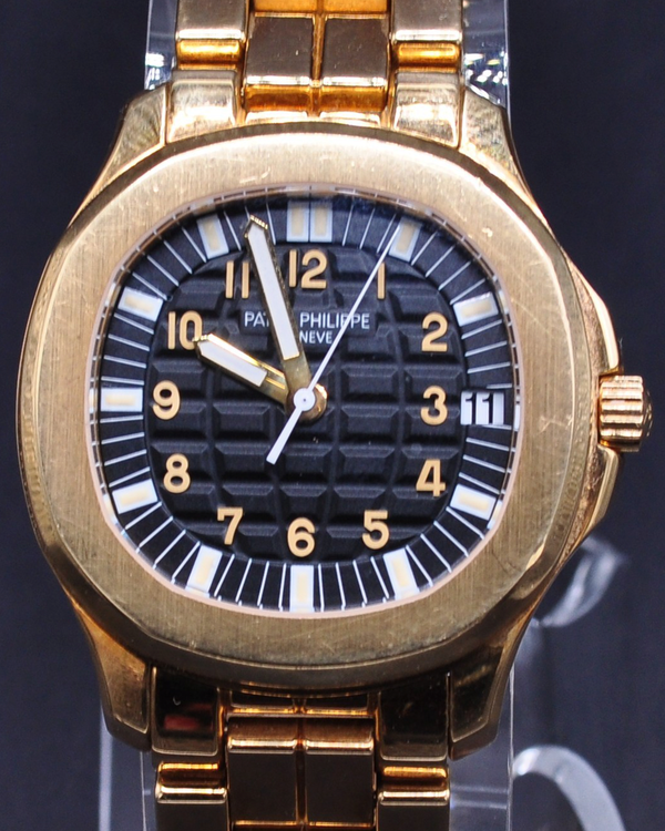 Patek Philippe Aquanaut 38MM Black Dial Yellow Gold Bracelet (5065J)