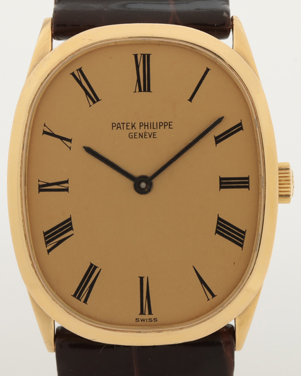 Patek Philippe Golden Ellipse 27MM Champagne Dial Leather Strap (3546)