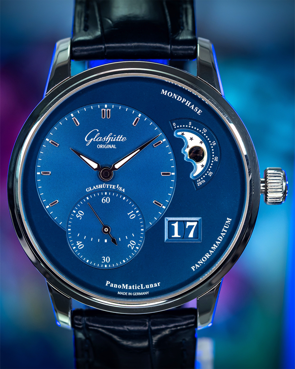 2020 Glashütte Original PanoMaticLunar 40MM Blue Dial Leather Strap (1-90-02-46-32-35)
