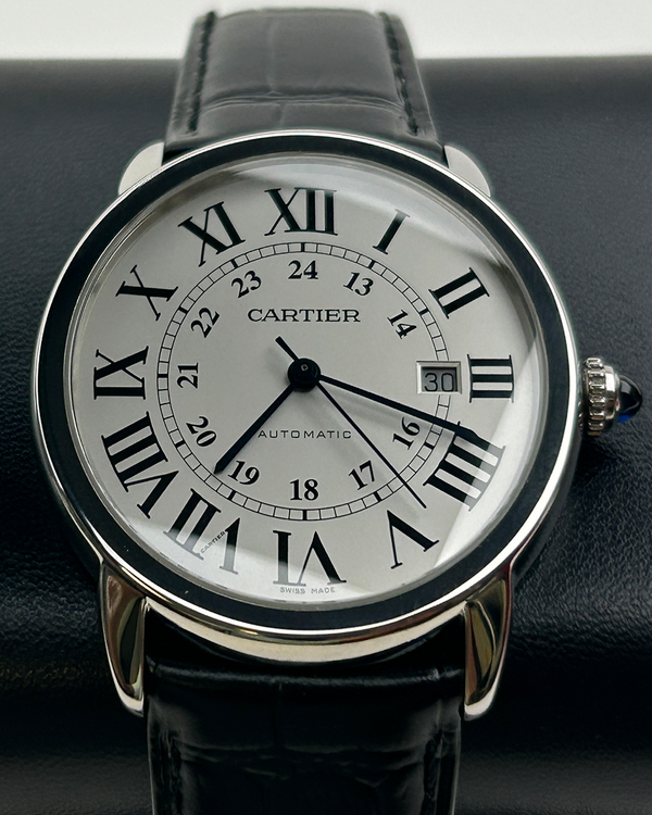 2020 Cartier Ronde De Cartier Solo XL 42MM Silver Dial Leather Strap (WSRN0022)