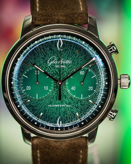 2021 Glashütte Original Sixties "Annual Edition" 42MM Green Dial Leather Strap (1-39-34-05-22-04)
