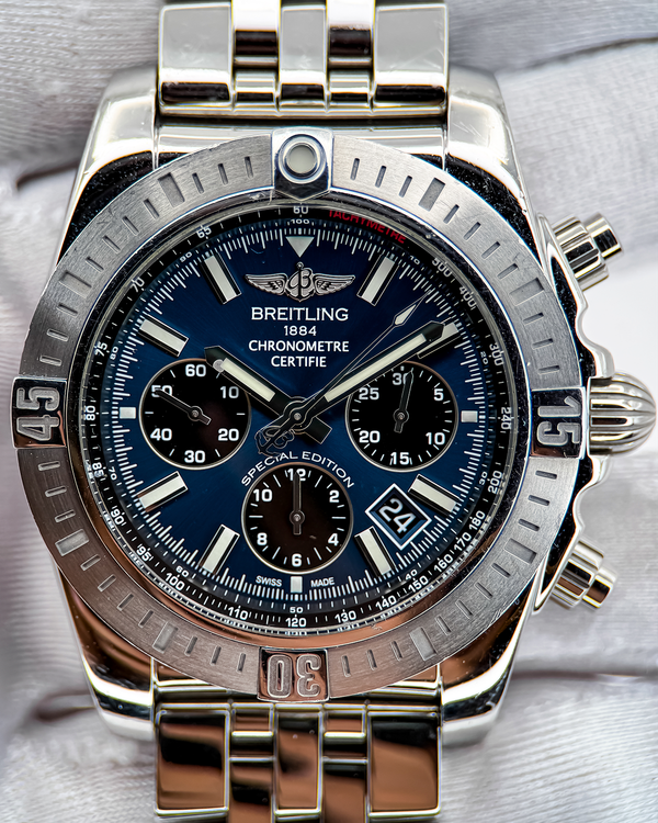 Rare Breitling Chronomat S.E. 44MM Blue Dial Steel Bracelet (AB011511/C987)