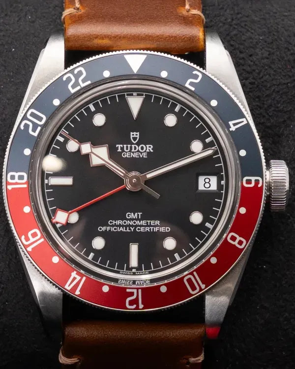 2019 Tudor Black Bay GMT "Pepsi" 41MM Black Dial Aftermarket Leather Strap (79830RB)