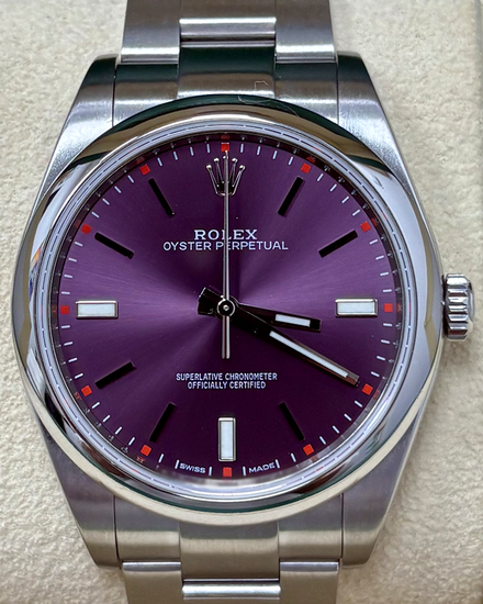 Rolex Oyster Perpetual 39MM Purple "Grape" Dial Oyster Bracelet (114300)
