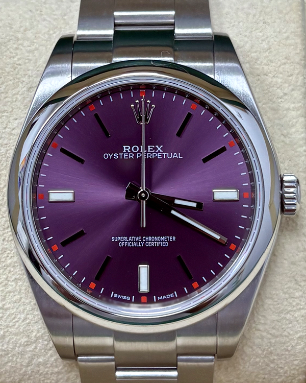 Rolex Oyster Perpetual 39MM Purple "Grape" Dial Oyster Bracelet (114300)