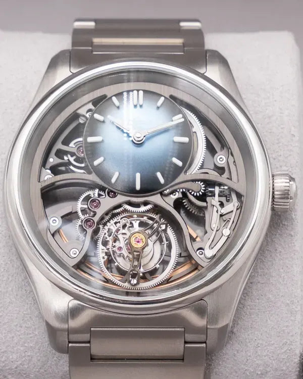 2024 H. Moser & Cie. Pioneer Cylindrical 42.8MM Skeleton Dial Steel Bracelet (3811-1200)