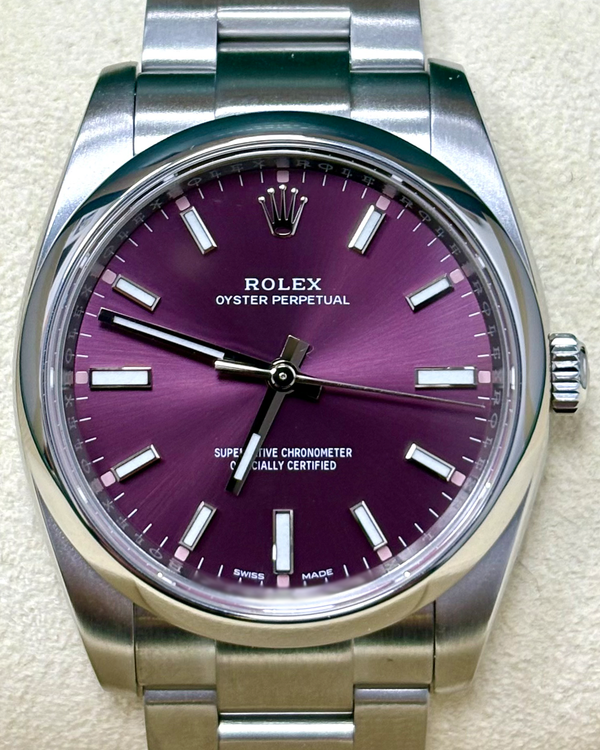 Rolex Oyster Perpetual 34MM Grape Dial Oyster Bracelet (114200)