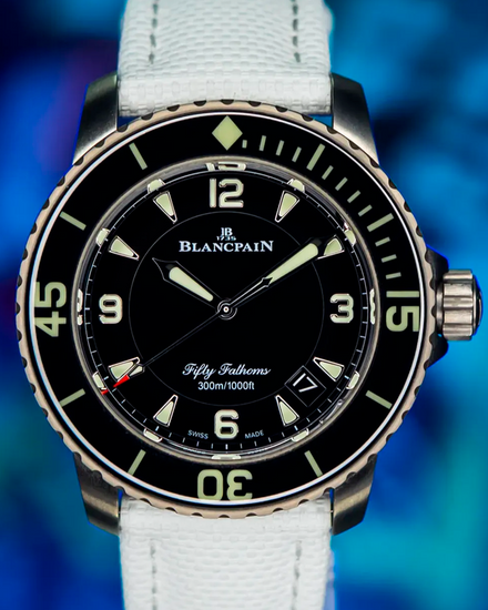 2022 Blancpain Fifty Fathoms 45MM Black Dial Leather Strap (5015-12B30-B52A)