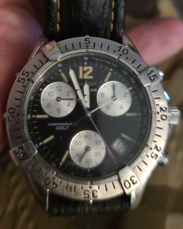 Breitling Colt Chronograph 38MM Quartz Blue Dial Leather Strap (A53035)