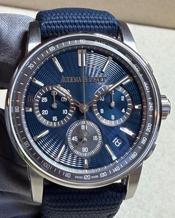 2024 Audemars Piguet Code 11.59 Chronograph 41MM Blue Dial Textile Strap (26393ST.OO.A348KB.01)