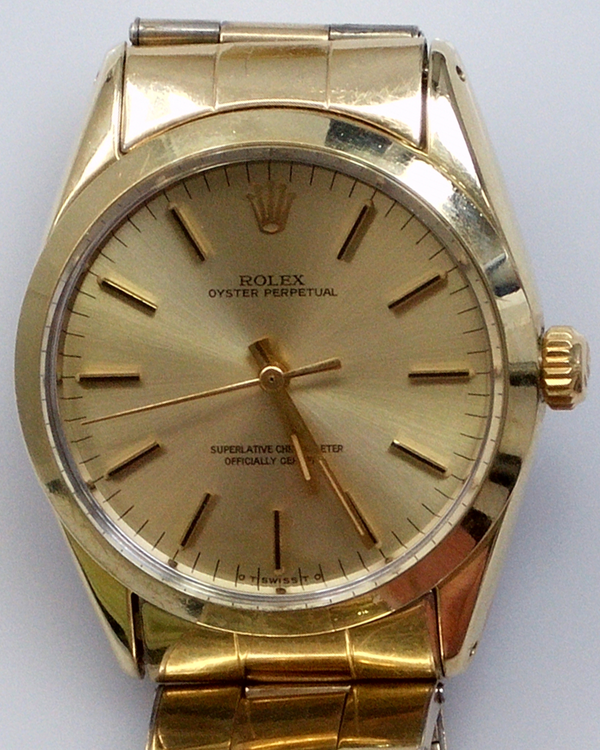 1981 Rolex Oyster Perpetual 34MM Champagne "Sigma" Dial Gold-Plated Oyster Bracelet (1024)