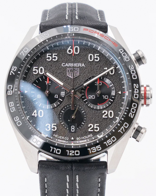 2023 Tag Heuer Carrera Porsche Chronograph S.E. 44MM Grey Dial Leather Strap (CBN2A1F.FC6492)
