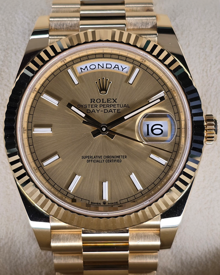 2023 Rolex Day-Date 40MM Champagne Dial Yellow Gold President Bracelet (228238)