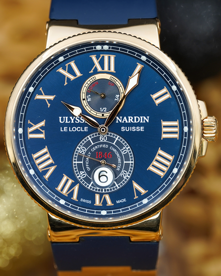 Ulysse Nardin Marine Chronometer 43MM Blue Dial Rubber Strap (266-67-3/43)