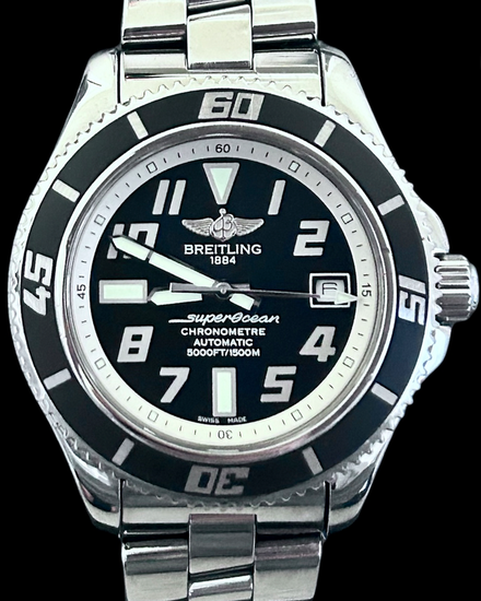 No Reserve - 2013 Breitling Superocean 42MM Black Dial Steel Bracelet (A1736402/BA29)