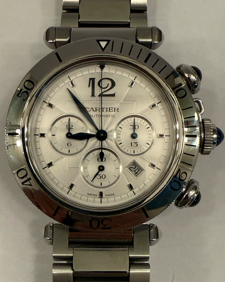 2022 Cartier Pasha De Cartier Chronograph 41MM Silver Dial Steel Bracelet (WSPA0018)