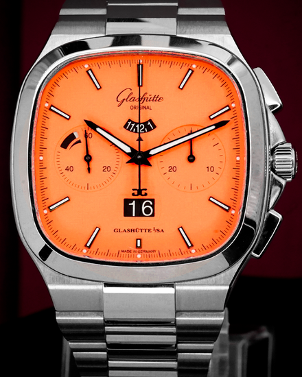 2023 Glashütte Original Seventies Panorama Date Chronograph L.E. 40MM Orange Dial Steel Bracelet (1-37-02-11-02-70)