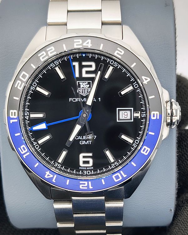 Tag Heuer Formula 1 Automatic Calibre 7 GMT 41MM Black Dial Steel Bracelet (WAZ211A.BA0875)