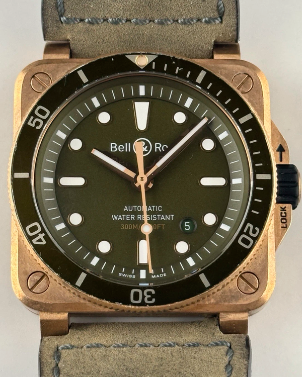Bell & Ross BR 03-92 Diver Green Bronze L.E. 42MM Green Dial Leather Strap (BR0392-D-G-BR/SCA)