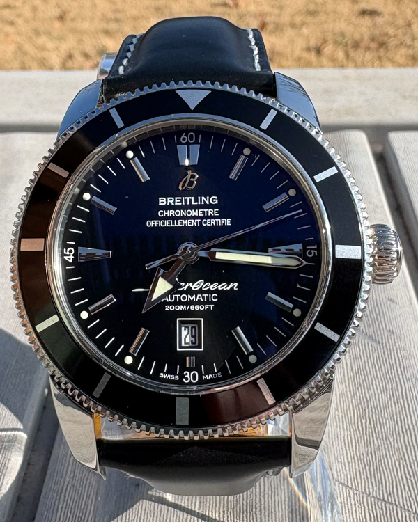 2018 Breitling Superocean Heritage 46MM Black Dial Leather Strap (A17320)
