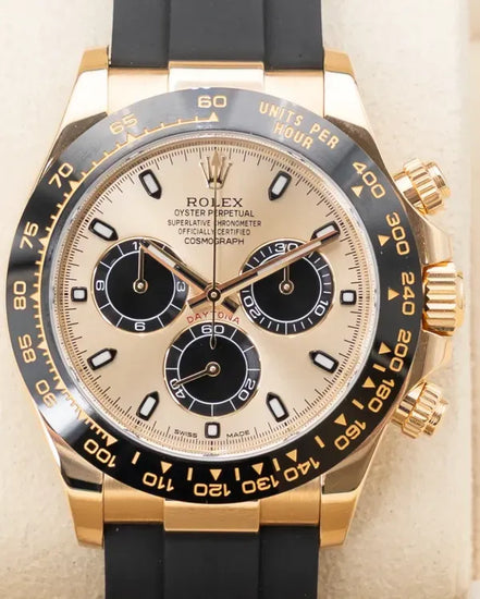 2019 Rolex Cosmograph Daytona "Pikachu" 40MM Champagne Dial Rubber Strap (116518LN)