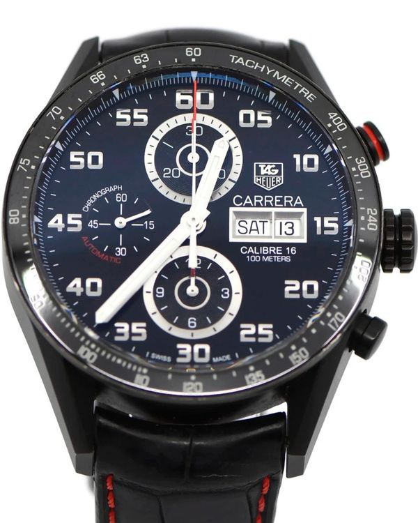 Tag Heuer Carrera 43MM Black Dial Leather Strap (CV2A81.FC6237)