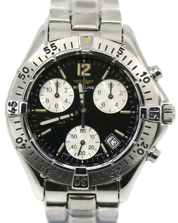 Breitling Colt Chronograph 38MM Quartz Black Dial Steel Bracelet (A53035)