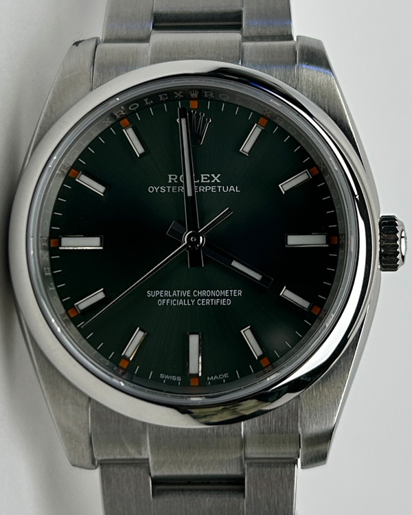 (HOLD) 2018 Rolex Oyster Perpetual Rolex Oyster Perpetual 34MM Green Dial Oyster Bracelet (114200)