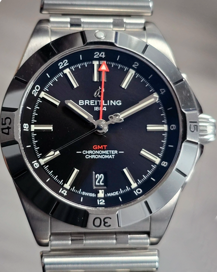 Breitling Chronomat GMT 40MM Black Dial Steel Bracelet (A32398)