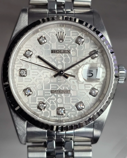 Rolex Datejust 36MM Silver "Jubilee Motif" Dial Jubilee Bracelet (16234)