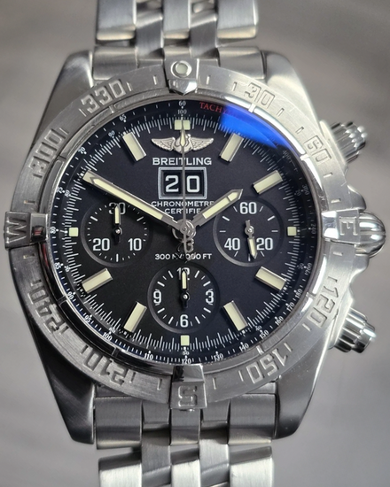Breitling Blackbird 44MM Black Dial Steel Bracelet (A44359)