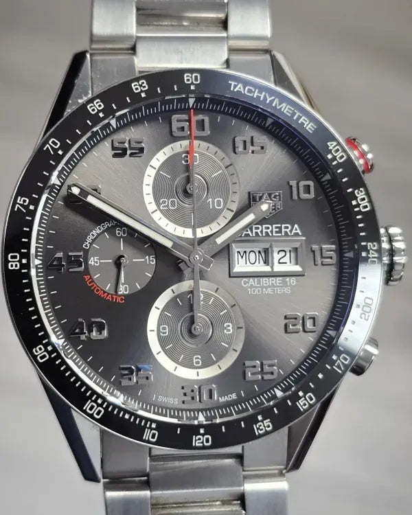 2021 Tag Heuer Carrera Calibre 16 43MM Anthracite Dial Steel Bracelet (CV2A1U.BA0738)