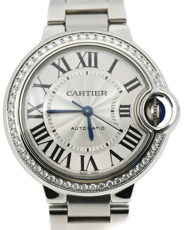 2018 Cartier Ballon Bleu 33MM Silver Dial Steel Bracelet (W4BB0016)