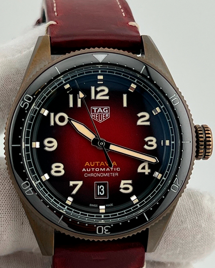 2021 Tag Heuer Autavia 42MM Red Dial Leather Strap (WBE5192.FC8300)