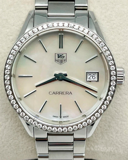 2015 Tag Heuer Carrera 32MM Quartz Mother Of Pearl Dial Steel Bracelet (WAR1315.BA0778)