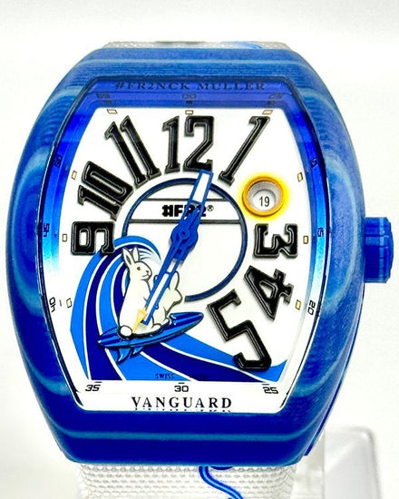 2025 Franck Muller Vanguard "Beach #FR2NCK" L.E. 41MM White Dial Textile Strap (V 41 SC DT BEACH FR2 BU BL GF BLC NR)