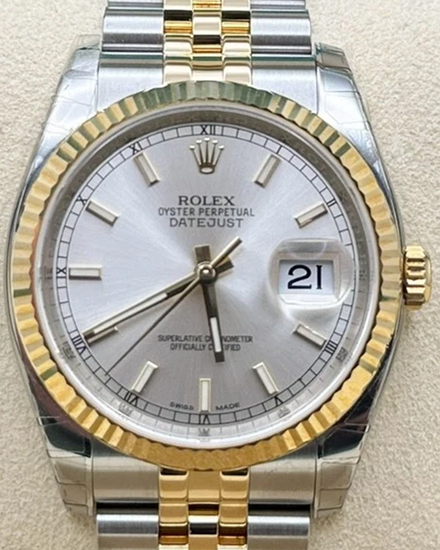 2016 Rolex Datejust 36MM Silver Dial Two-Tone Jubilee Bracelet (116233)