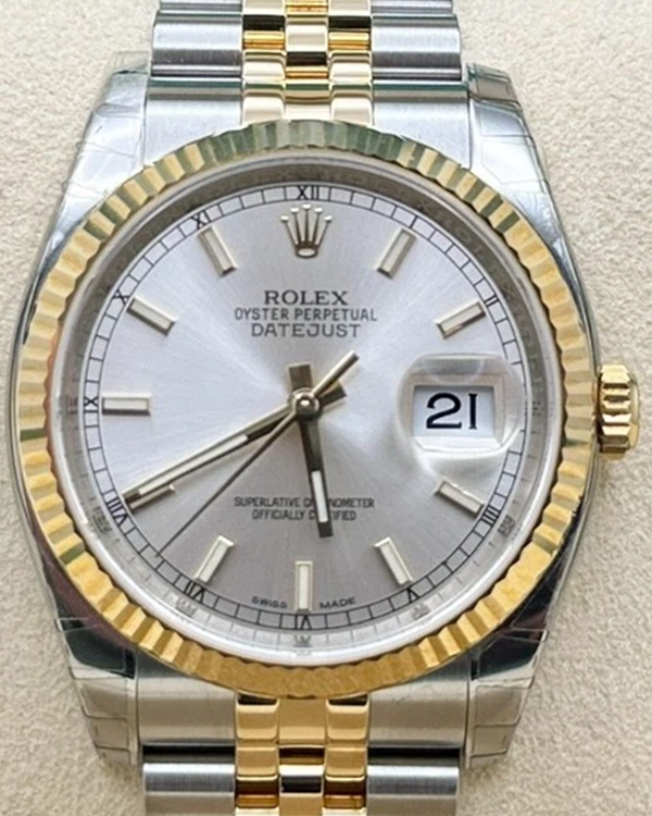 2016 Rolex Datejust 36MM Silver Dial Two-Tone Jubilee Bracelet (116233)